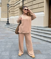 Костюм женский осенне-зимний ангоровый люкс качества двойка со свитером на стойке и прямыми брюками