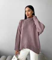 Свитер женский осенне-зимний оверсайз в стиле Massimo с высоким воротником из фабричной вязки