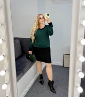 Костюм-двойка женский осенне-зимний из ангоры премиум и рубчика с начёсом: платье и кофта контрастного дизайна