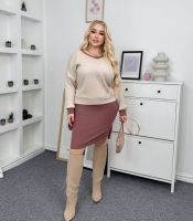 Костюм-двойка женский осенне-зимний из ангоры премиум и рубчика с начёсом: платье и кофта