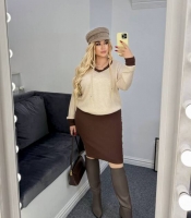 Костюм-двойка женский осенне-зимний из ангоры премиум и рубчика с начёсом: платье и кофта