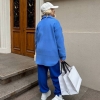 Рубашка женская микровельветовая на меху утеплённая свободного кроя с накладными карманами осенне-зимняя  k-124712