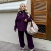Рубашка женская микровельветовая на меху утеплённая свободного кроя с накладными карманами осенне-зимняя  k-124713