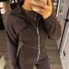 Спортивный костюм женский из замши: укороченная кофта на молнии и прямые брюки с клешем осенний зимний  k-124768