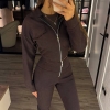 Спортивный костюм женский из замши: укороченная кофта на молнии и прямые брюки с клешем осенний зимний  k-124768