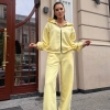 Спортивный костюм женский из двустороннего полар-флиса: кофта на молнии с капюшоном и прямые брюки осенний зимний  k-124772