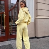 Спортивный костюм женский из двустороннего полар-флиса: кофта на молнии с капюшоном и прямые брюки осенний зимний  k-124772