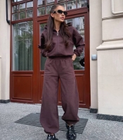 Спортивный костюм женский из двустороннего полар-флиса: кофта на молнии и брюки на резинке осенний зимний