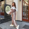 Спортивный костюм-двойка женский из двустороннего флиса с контрастными вставками и брюками палаццо осенне-зимний  k-124791