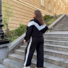 Спортивный костюм-двойка женский из двустороннего флиса с кофтой и брюками палаццо осенне-зимний  k-124794
