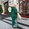 Платье-худи женское удлинённое из трёхнитки на флисе с капюшоном и боковыми разрезами осенне-зимнее  k-124798