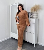 Пижама женская махровая свободного кроя с мягкой текстурой осенне-зимняя