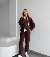 Костюм женский утеплённый из двухстороннего флиса Полар с кофтой на молнии и штанами джоггерами осенне-зимний