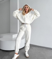 Костюм женский утеплённый из двухстороннего флиса Полар с кофтой на молнии и штанами джоггерами осенне-зимний