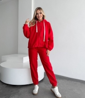 Костюм женский утеплённый из двухстороннего флиса Полар с кофтой на молнии и штанами джоггерами осенне-зимний