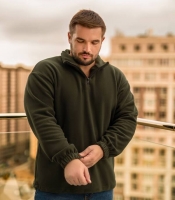 Толстовка мужская утеплённая из двустороннего флиса с воротником на молнии осенне-зимняя