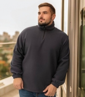 Толстовка мужская утеплённая из двустороннего флиса с воротником на молнии осенне-зимняя