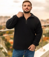 Толстовка мужская утеплённая из двустороннего флиса с воротником на молнии осенне-зимняя