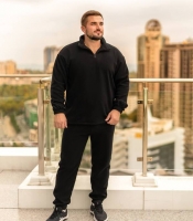 Костюм мужской спортивный утеплённый из двустороннего флиса с воротником на молнии осенне-зимний