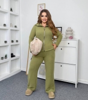 Костюм-двойка женский из ангоры рубчик: кофта на молнии и брюки-палаццо осенний зимний