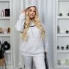 Спортивный костюм женский из трёхнитки на флисе: худи с капюшоном и брюки оверсайз осенний зимний  k-124894