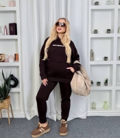 Спортивный костюм женский из трёхнитки на флисе: худи с капюшоном и брюки оверсайз осенний зимний