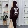Спортивный костюм женский из трёхнитки на флисе: худи с капюшоном и брюки оверсайз осенний зимний  k-124895