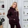 Спортивный костюм женский из трёхнитки на флисе: худи с капюшоном и брюки оверсайз осенний зимний  k-124895