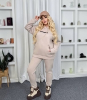 Спортивный костюм женский из трёхнитки на флисе: худи с капюшоном и брюки оверсайз осенний зимний