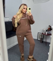 Спортивный костюм женский из трёхнитки на флисе: худи с капюшоном и брюки оверсайз осенний зимний