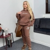 Спортивный костюм женский из трёхнитки на флисе: худи с капюшоном и брюки оверсайз осенний зимний  k-124897