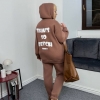 Спортивный костюм женский из трёхнитки на флисе: худи с капюшоном и брюки оверсайз осенний зимний  k-124897
