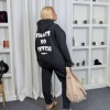 Спортивный костюм женский из трёхнитки на флисе: худи с капюшоном и брюки оверсайз осенний зимний  k-124898