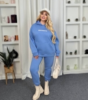 Спортивный костюм женский из трёхнитки на флисе: худи с капюшоном и брюки оверсайз осенний зимний