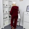 Костюм-двойка женский микрофлисовый оверсайз с лампасами: толстовка и брюки-палаццо с утяжками осенне-зимний  k-124908