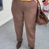Брюки женские baggy вельветовые на флисе утеплённые свободного кроя осенне-зимние  k-124919