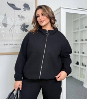 Толстовка женская вельветовая на флисе с воротником-стойкой и молнией осенне-зимняя