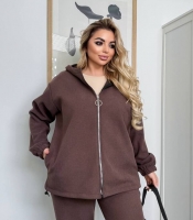 Толстовка женская вельветовая на флисе с капюшоном и молнией осенне-зимняя