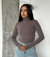 Лонгслив женский базовый термо из эластичной ткани пума с высоким горлом осенне-зимний