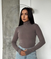 Лонгслив женский базовый термо из эластичной ткани пума с высоким горлом осенне-зимний