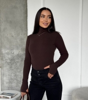 Лонгслив женский базовый термо из эластичной ткани пума с высоким горлом осенне-зимний