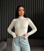 Лонгслив женский базовый термо из эластичной ткани пума с высоким горлом осенне-зимний