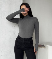 Лонгслив женский базовый термо из эластичной ткани пума с высоким горлом осенне-зимний