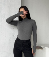 Лонгслив женский базовый термо из эластичной ткани пума с высоким горлом осенне-зимний