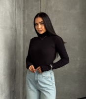 Лонгслив женский базовый термо из эластичной ткани пума с высоким горлом осенне-зимний