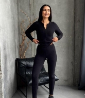 Костюм-двойка женский термо из эластичной ткани пума с кофтой на молнии и леггинсами осенне-зимний