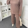 Костюм-двойка женский из плотной вязаной ангоры с кофточкой реглан и брюками на резинке с карманами осенне-зимний  k-124944