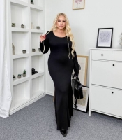 Платье-гольф женское трикотажное турецкое из рубчика макси облегающее с завязками на спине осенне-зимнее