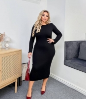 Платье-гольф женское трикотажное из рубчика хлопковое облегающее со шнуровкой на спине осенне-зимнее