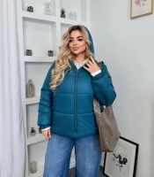 Куртка женская утеплённая из плащевки Лаке на синтепоне с капюшоном осенне-зимняя